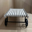 Retro Cart-Inspired Industrial Style Wood Coffee Table with Metal Wheels