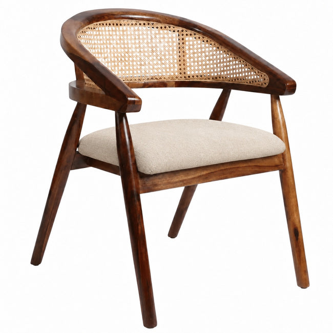 Rivity Solid Sheesham Wood Dining Chair with Cane Backrest (Set of 2)