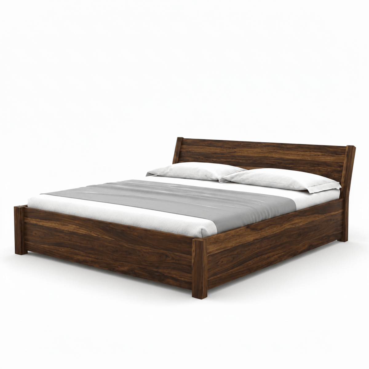 Rocky Solid Sheesham Wood Bed With Headboard