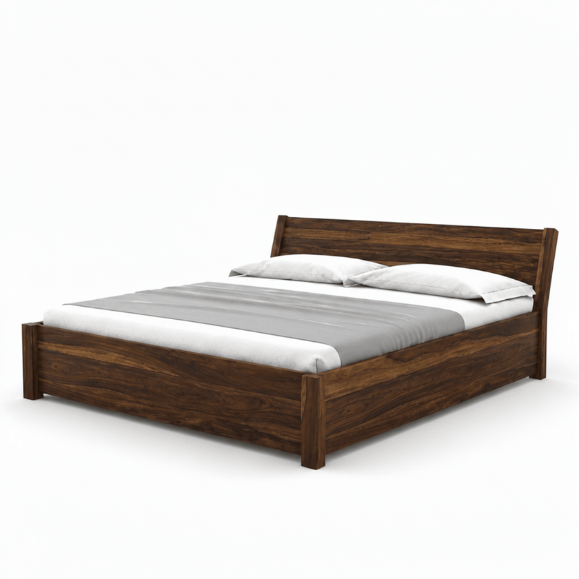 Rocky Solid Sheesham Wood Bed With Headboard