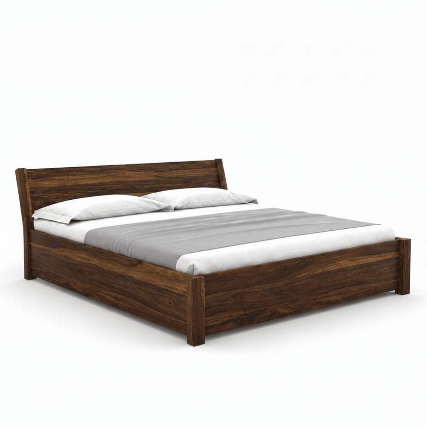 Rocky Solid Sheesham Wood Bed With Headboard