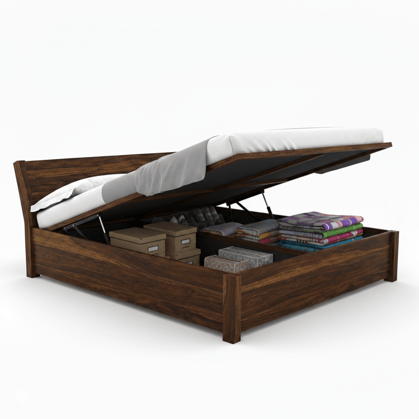 Rocky Solid Sheesham Wood Bed With Headboard