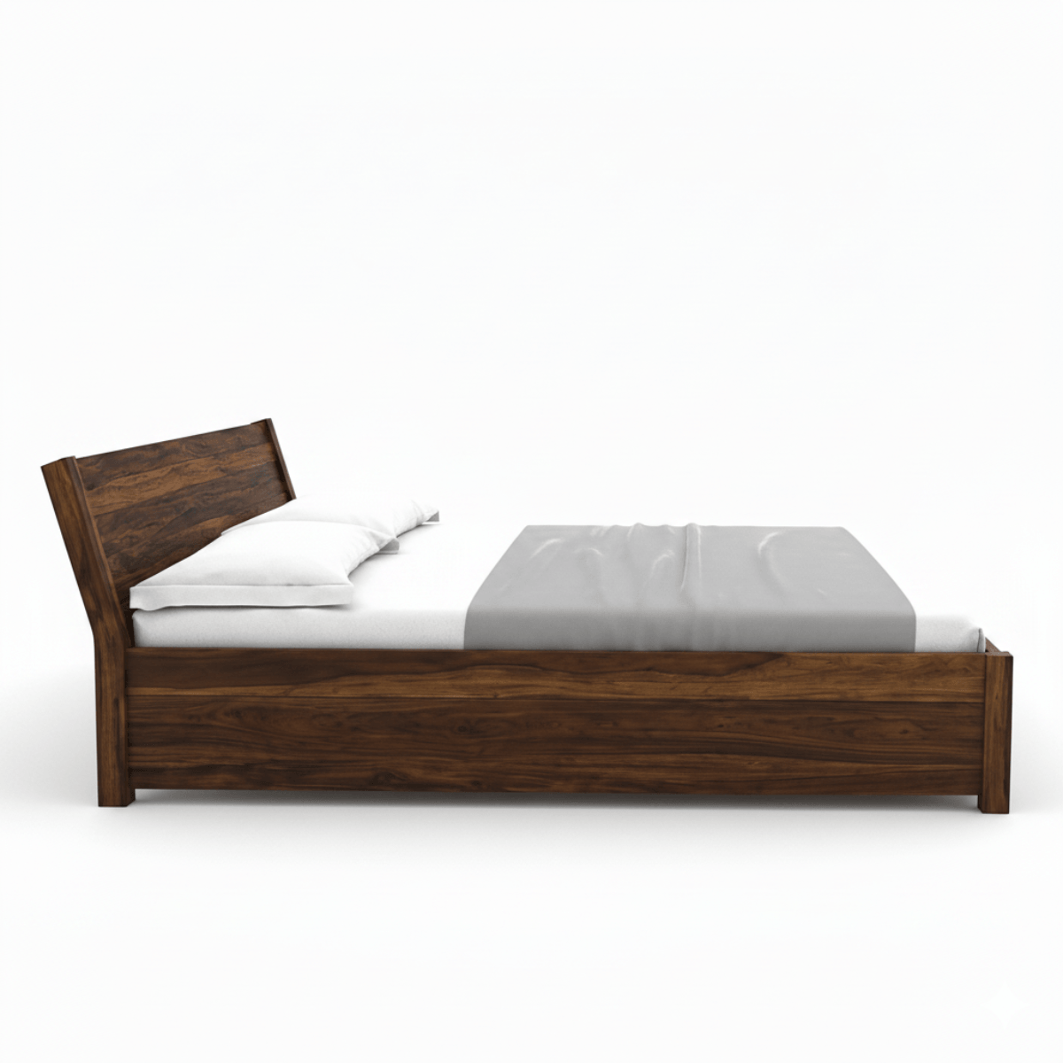 Rocky Solid Sheesham Wood Bed With Headboard