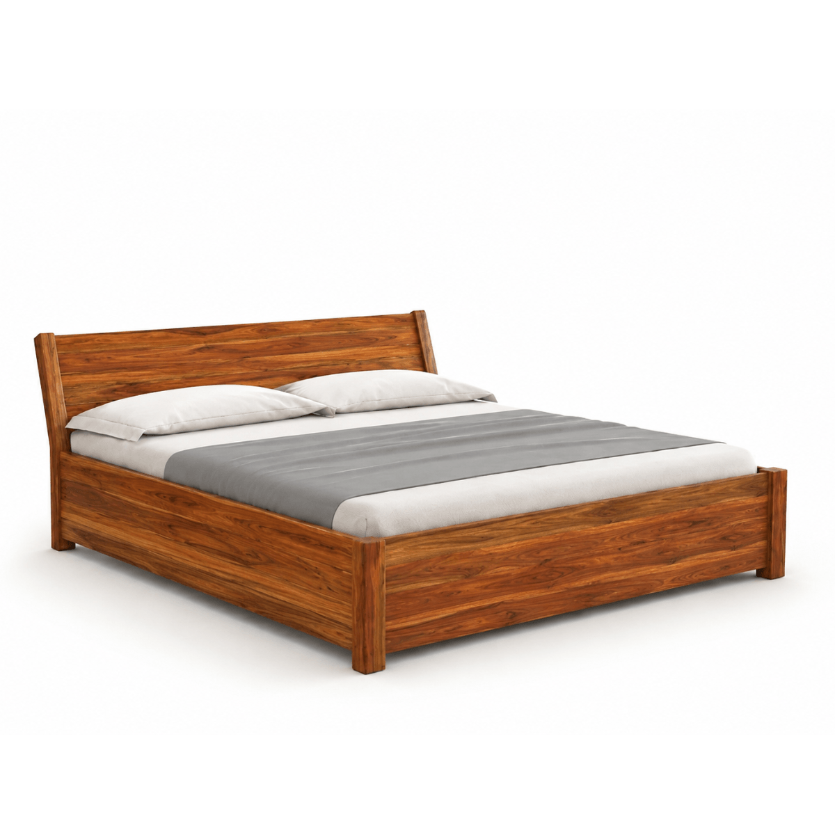 Rocky Solid Sheesham Wood Bed With Headboard