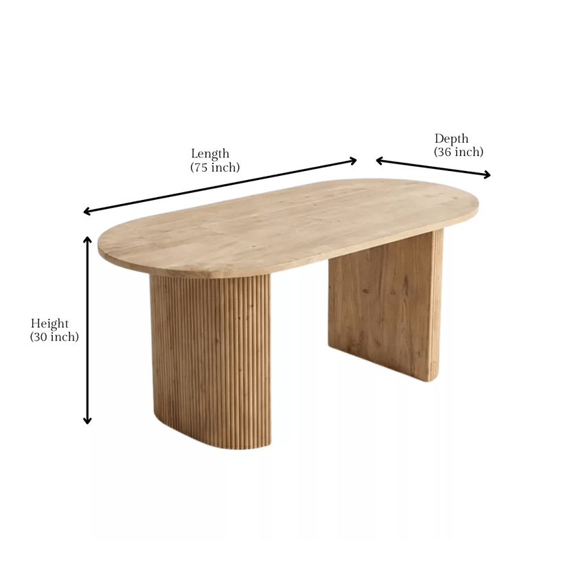 Sienna Solid Wood Oval 6 Seater Dining Set with Cane Chairs
