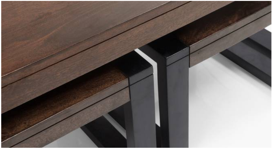 Silva Sheesham Wood Coffee Table with 2 Stools – Two-Tone Finish