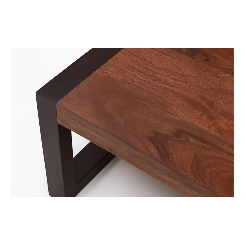 Two-tone sheesham wood corner detail of Silvia coffee table
