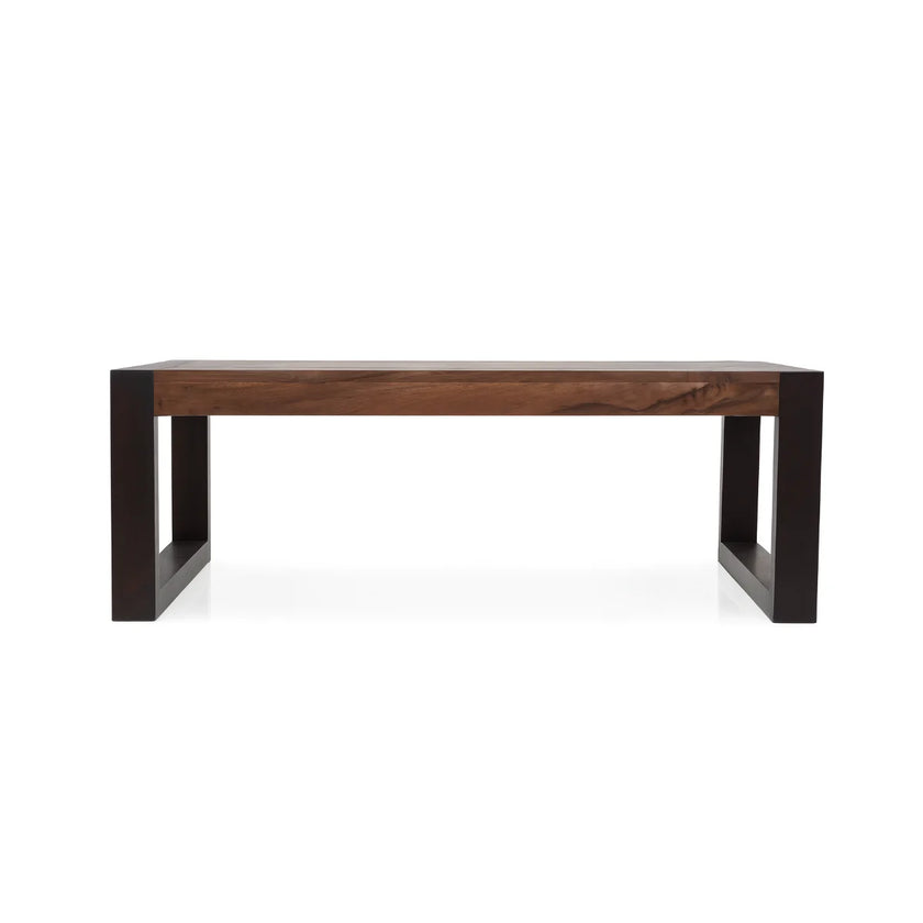 Silvia rectangular two-tone sheesham coffee table front view