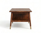 Solid wood cane drawer coffee table side view with open shelf