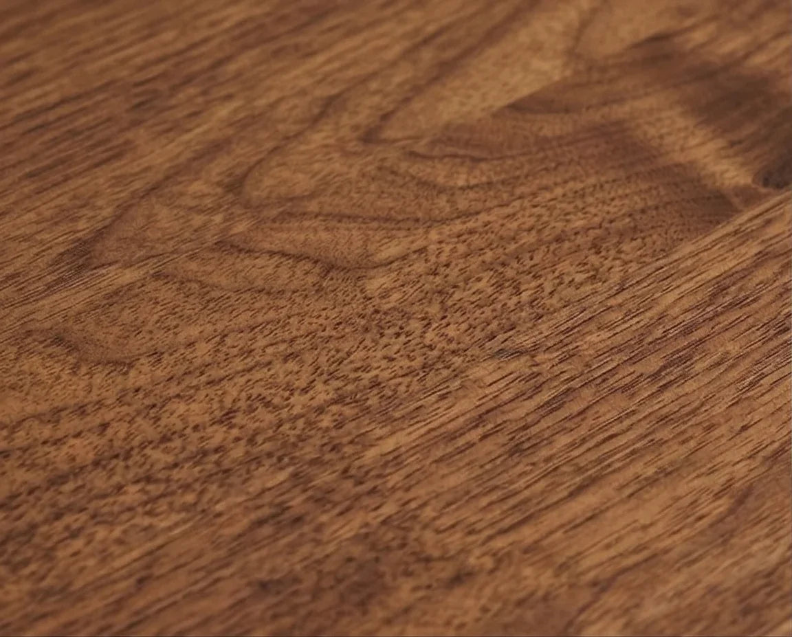 Close-up of solid wood grain on rectangular coffee table top