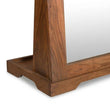 Additional angled view of the solid wood dressing table highlighting the mirror and cabinet