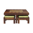 Khimsar Sheesham Square Chess Board Coffee Table with 4 Stools