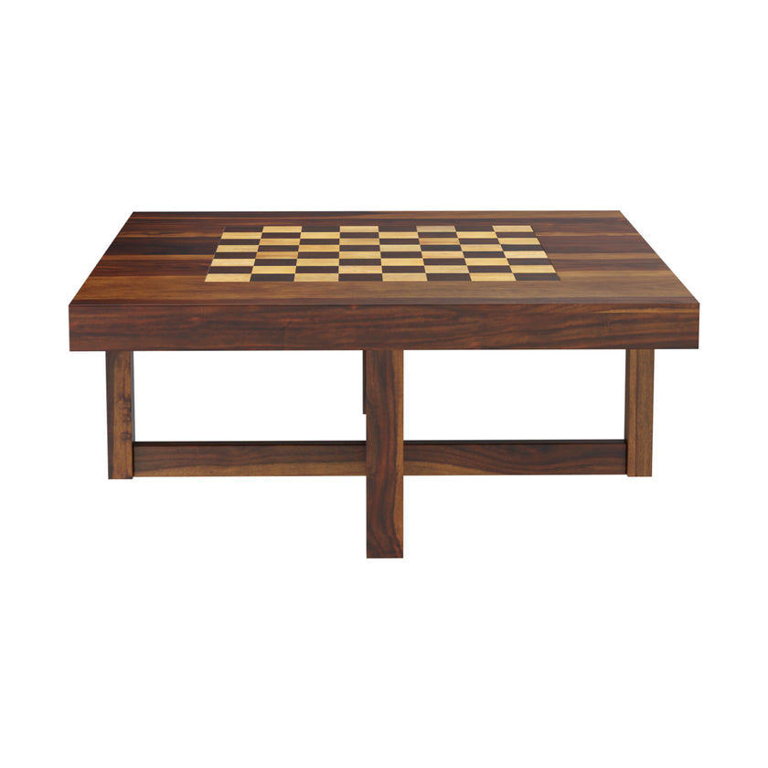 Khimsar Sheesham Square Chess Board Coffee Table with 4 Stools - Induscraft