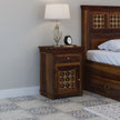 Brass Fusion Sheesham Wood Vintage Carved Bedside Table