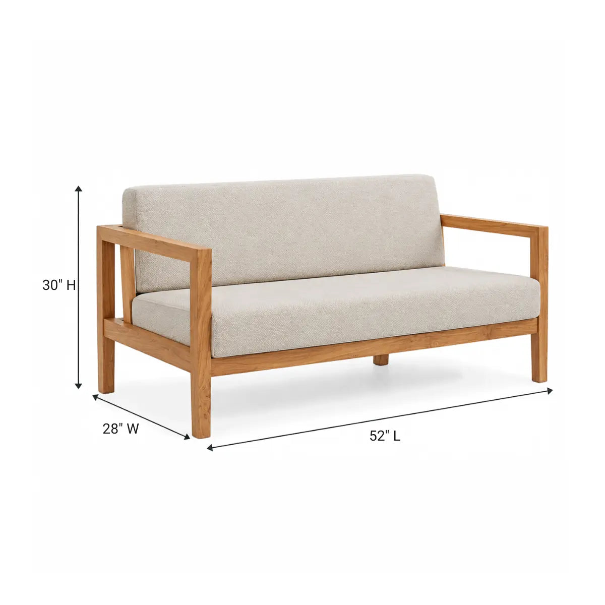Taruvik Solid Wood 2 Seater Sofa with Angled Frame