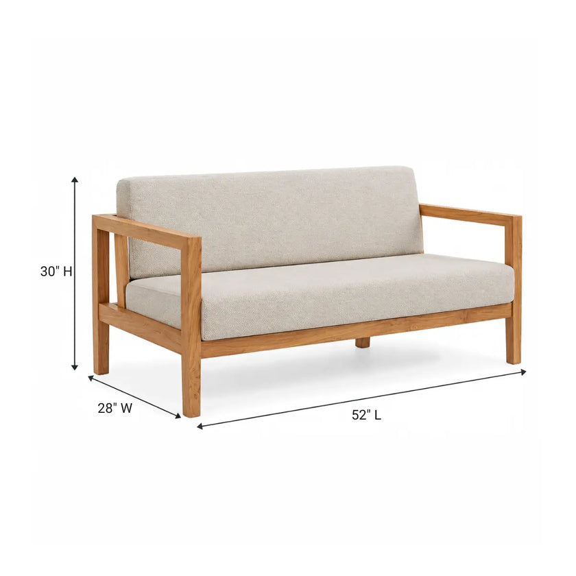 Taruvik Solid Wood 2 Seater Sofa with Angled Frame
