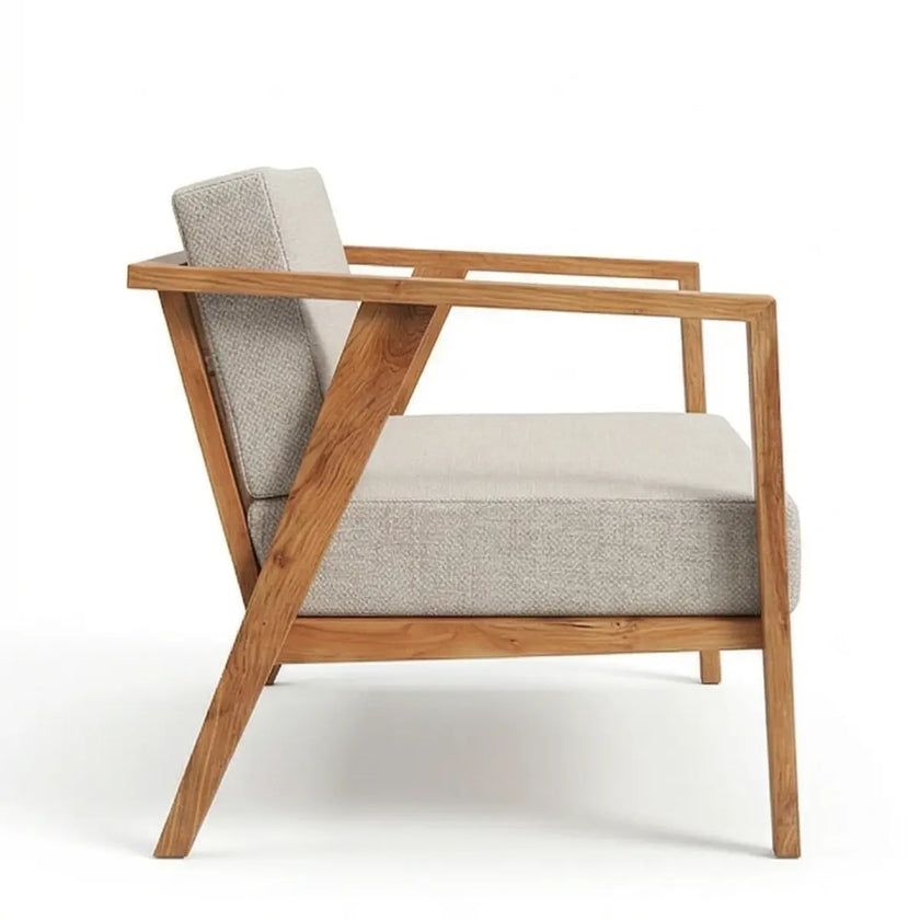 Taruvik Solid Wood 2 Seater Sofa with Angled Frame