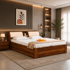 Teriota Solid Sheesham Wood Bed With Storage Headboard