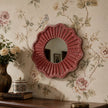 Tritya Flower Shape Decorative Wall Mirror - Distressed Red Finish