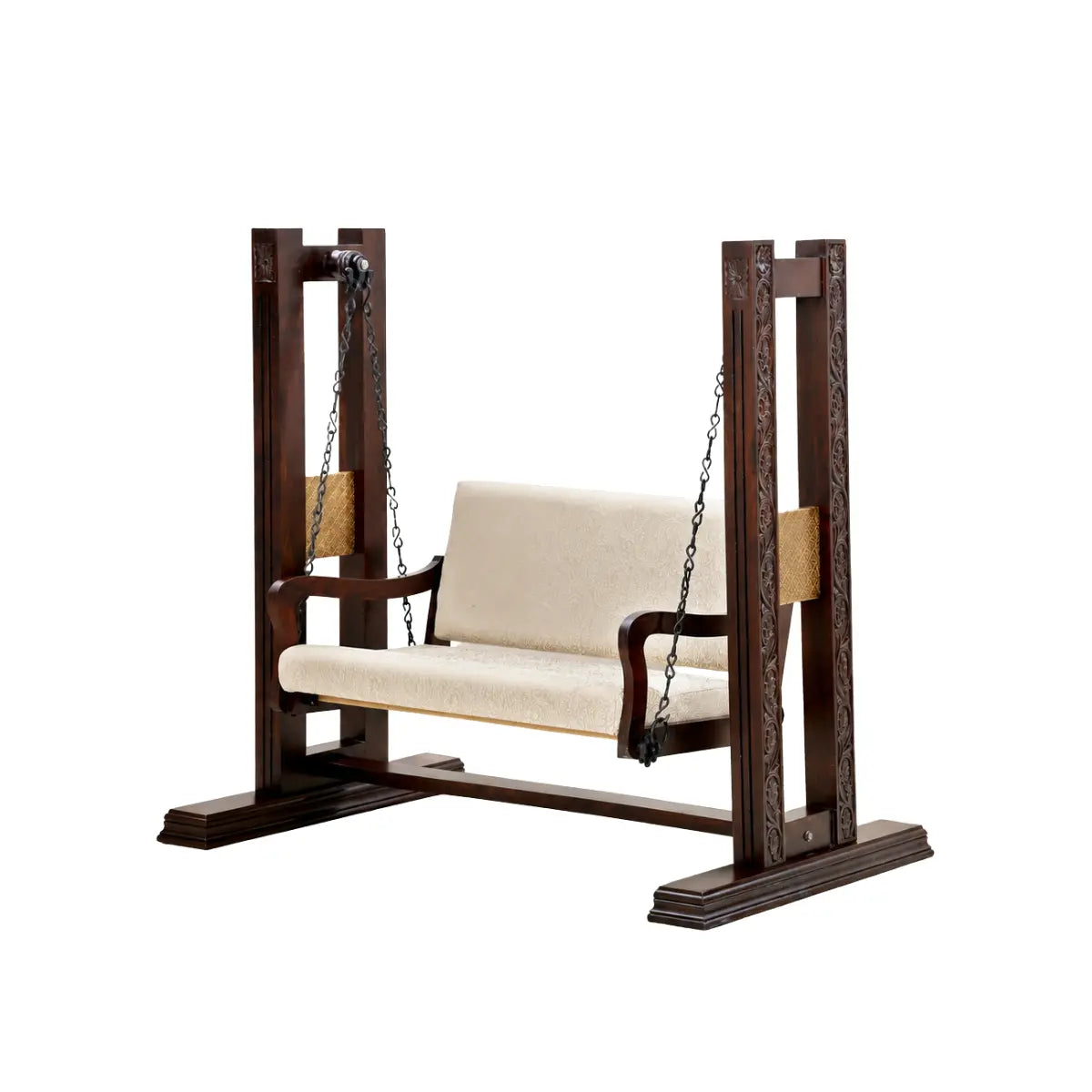 Vayun Sheesham Wood Swing With Cushioned Back and Seat