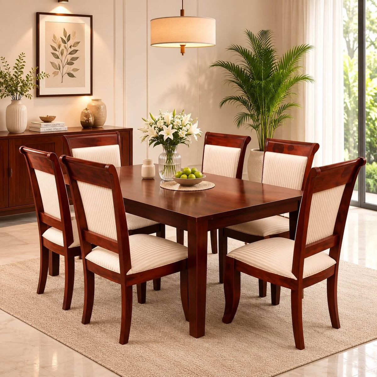 Veritas Sheesham Wood Classic 6 Seater Rectangular Dining Set - Interior