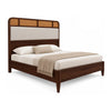 Vetrava Solid Wood Bed with Cane and Upholstered Headboard