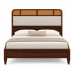 Vetrava Solid Wood Bed with Cane and Upholstered Headboard