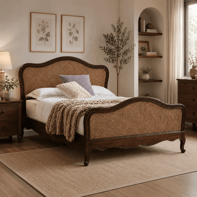 Vimaan Victorian Cane Solid Sheesham Wood Bed