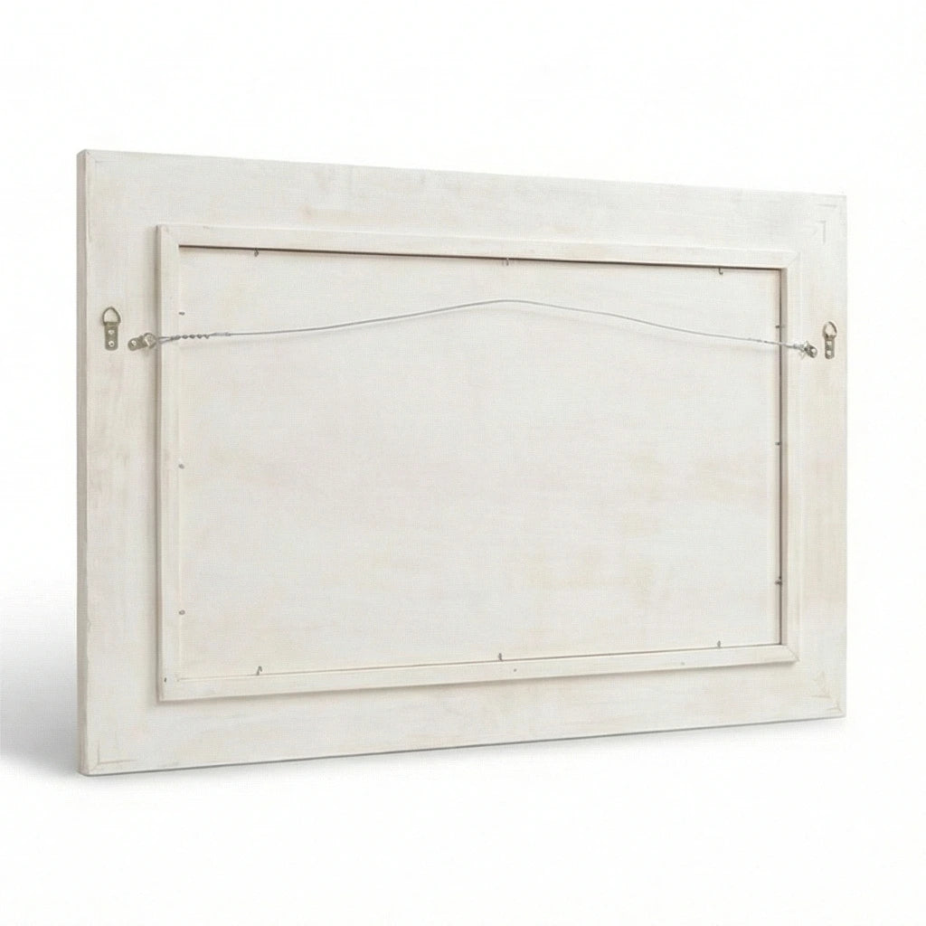 Back view of the Vintage White Wooden Wall Mirror