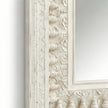 Additional slose-up of the hand-carved detailing on the Vintage White Wooden Wall Mirror frame