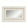 Front view of the Vintage White Wooden Wall Mirror with hand-carved distressed frame