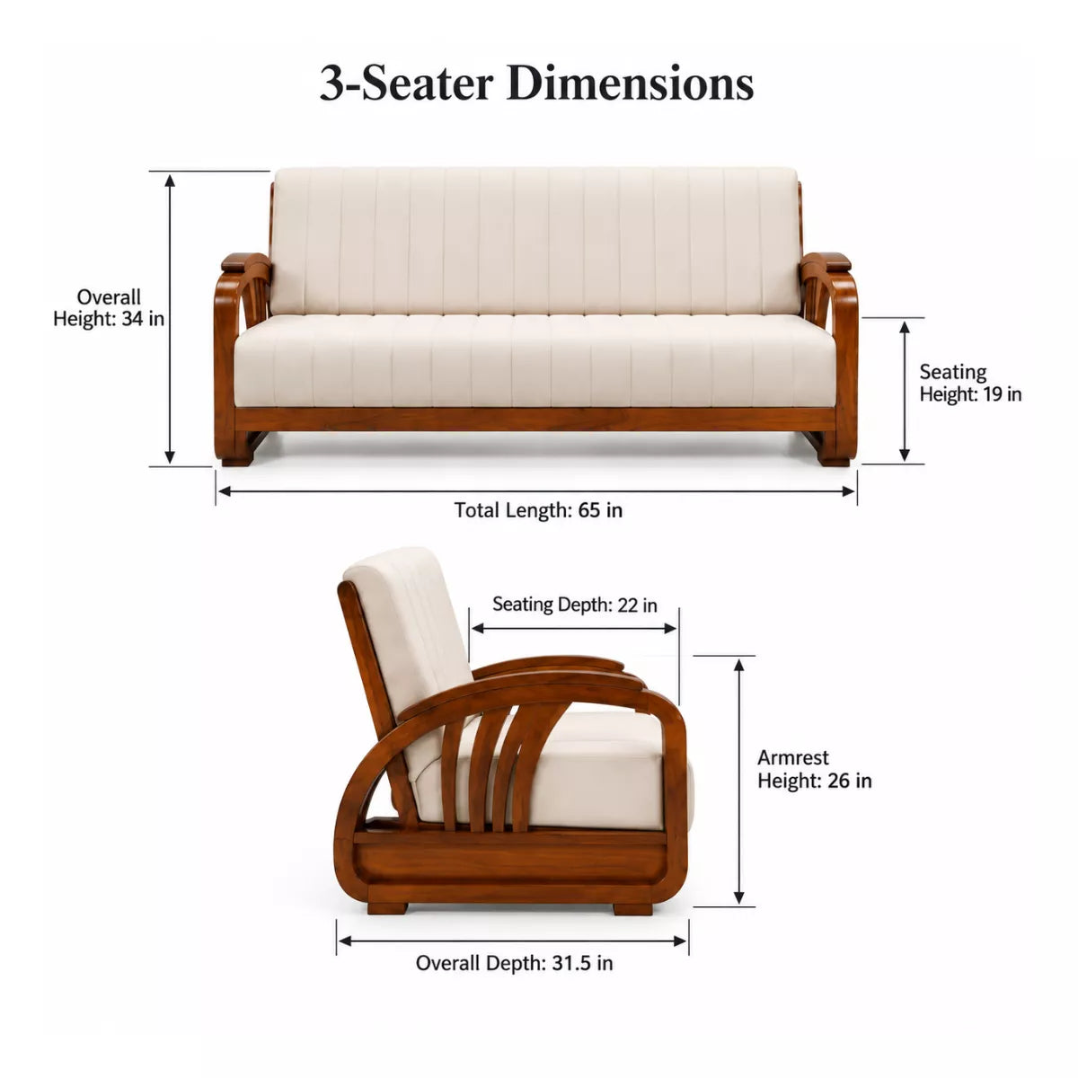 Wingman Teak Wood Sofa Set 3+1+1 (5 Seater)