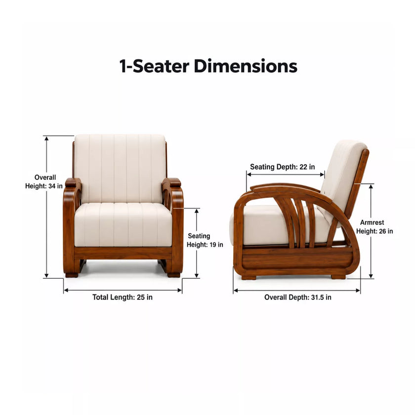 Wingman Teak Wood Sofa Set 3+1+1 (5 Seater)