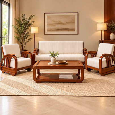 Wingman Teak Wood Sofa Set 3+1+1 (5 Seater)