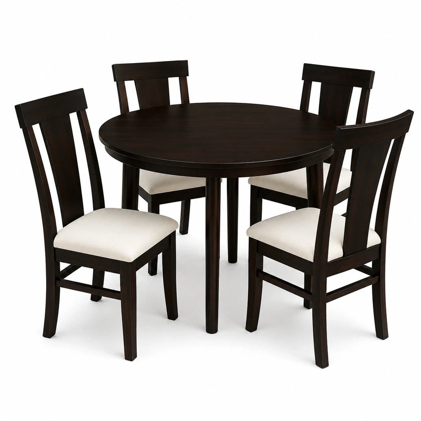 Yeshua Modern Sheesham Wood 4 Seater Round Dining Set