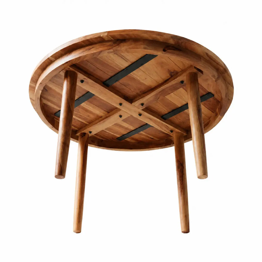 Yeshua Scandinavian Sheesham Wood 4 Seater Round Dining Table