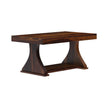 Yeshua rectangular sheesham coffee table front view with pedestal base